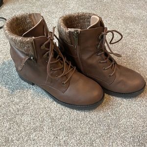 Zip up brown ankle boots